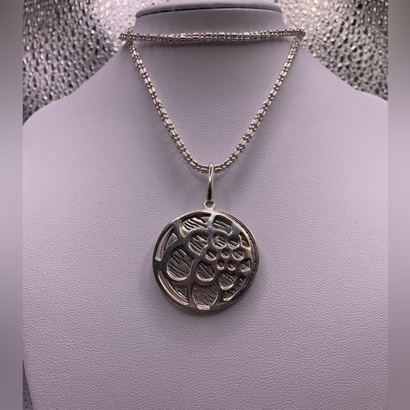 Silpada HTF Sterling Dot Dash Chain & Sterling 4-Way Reversable Floral Pendant - Picture 2 of 12